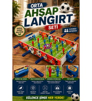 Orta Ahşap Langırt Seti - Ahşap Oyuncak - Futbol Oyuncakları - Top Oyuncak Langırt Setleri - Langırt