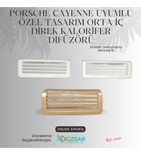 PORCHE CAYENNE UYUMLU ÖZEL TASARIM ORTA İÇ DİREK KALORİFER DİFÜZÖR 2006-2 ADET (Siyah-Krem)