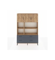 Arges Dolap 8 Raflı 4 Çekmeceli 3 Kapaklı 132x30x195 Çam-Çam/Antrasit