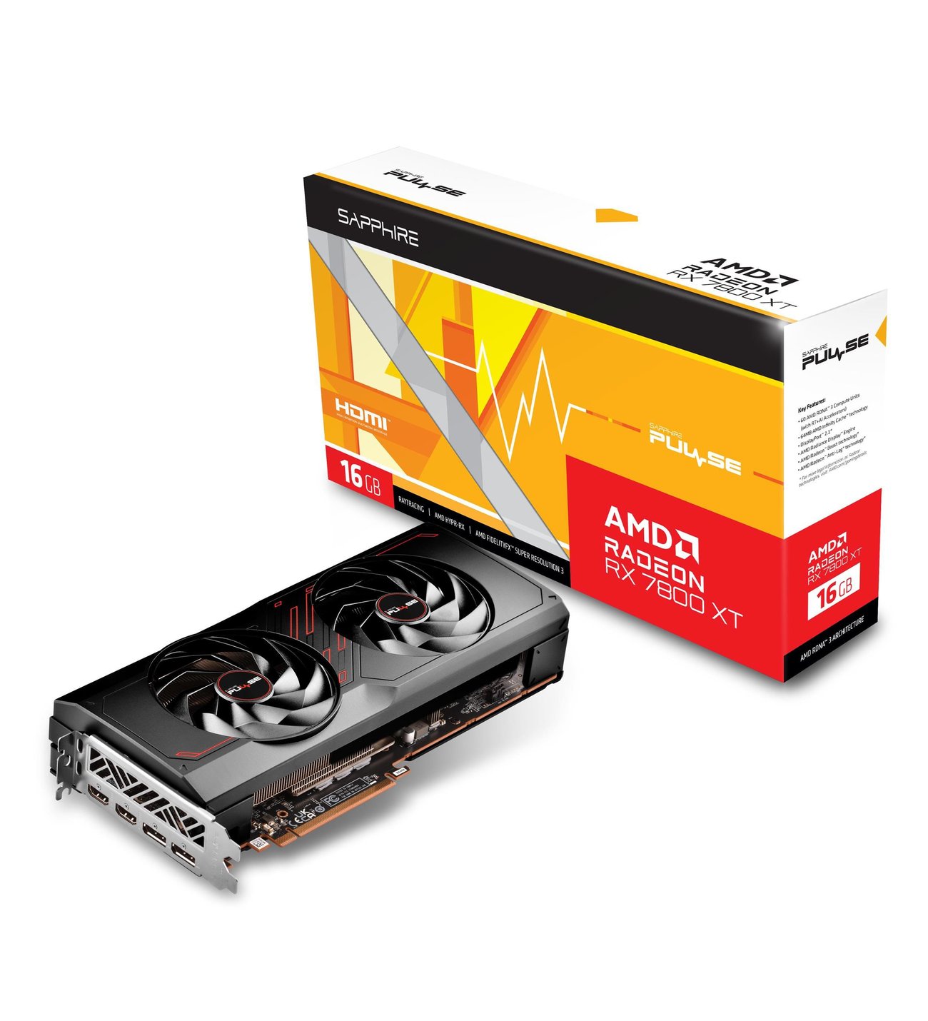 SAPPHIRE PULSE Radeon RX7800XT 16GB【美品】 Sapphire Radeon RX7800XT Pulse 16GB GDDR6 256Bit HDMI/DP Ekran Kartı