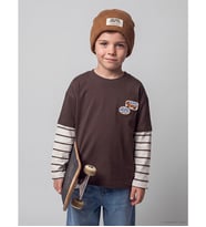 LCW Kids Kahverengi Uzun Kollu Erkek Çocuk Tişört