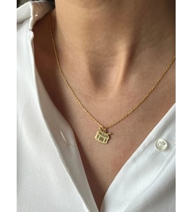 Kişiye Özel 925 Ayar Gümüş Minimalist Davul Figürlü Kolye (Gold)