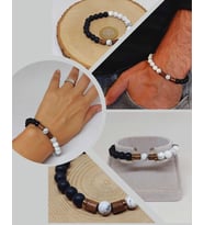 Havlit & Oniks Taşı 8mm Unisex Tasarım Bileklik Hawaii Model (1847)
