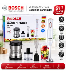 BS-1989 5'i 1 Arada El Blender Seti – Doğrayıcı, Çırpıcı, Öğütücü ve Ölçü Kabı