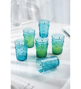 Akrilik Aquamarin 6'lı Kısa Bardak & Su Meşrubat Kahve Yanı Bardağı 400 ml ( Cam Değildir )