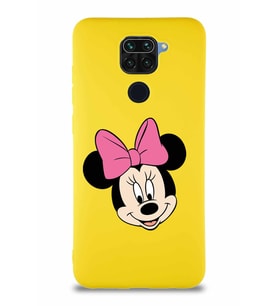Xiaomi Redmi Note 9 Soft Premier Kapak Minnie Mouse-C Tasarımlı Silikon Kılıf - Sarı (Şeffaf)