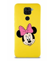 Xiaomi Redmi Note 9 Soft Premier Kapak Minnie Mouse-C Tasarımlı Silikon Kılıf - Sarı (Şeffaf)