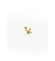 Kanatlı Yıldız Tragus Piercing – Gold, Zirkon Taşlı, Anti Alerjik, Çelik Barlı, 8 mm