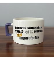 Bekarlık Sultanlıktır Ama Baskılı Mor Kulplu C Fincan