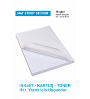 15li Kartuşlu Mürekkepli Tüm Yazıcılara Uygun a4 Yapışkanlı Mat Kuşe Etiket Yapışkan