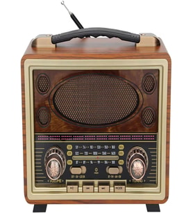 M-2027BT Gerçek Ahşap Eskitme Kaplama Radyo Fm Am Sw USB Tf Aux Destekli Bluetooth Hoparlör, Kahverengi