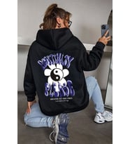 Unisex Positivity Sweatshirt Unisex  Baskılı 2 Iplik Hoodie (Siyah)