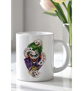 Joker Tasarımlı 330ml Baskılı Beyaz Seramik Kupa Bardak