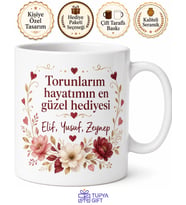 Torun İsimleri Yazılı Dedeye Hediye Özel Tasarım Porselen Kupa Bardak