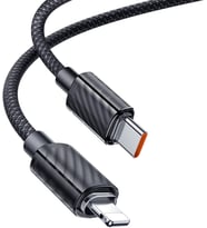 CA-3660 Crystal Serisi Type-c to Lightning 36W PD Hızlı Şarj ve Veri Aktarım Örgü Kablo Siyah 1.2m