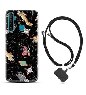 Realme 5i 5 Pro 6i 7 Pro 8 Kılıf Boyun Askılı Silikon Planet Animals 1771