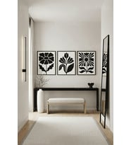 Modern Minimalist Stilize Bitki Desenleri 3’lü Ahşap Çerçeveli Tablo Seti