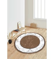 Dijital Baskılı Kaymaz Taban Yıkanabilir Yuvarlak Salon Halısı Koridor Halısı Paspas NDY-HT-657 (Kahverengi)