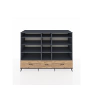 Kronos Dolap 12 Raflı 3 Çekmeceli  220x59x163 Antrasit-Antrasit/Çam