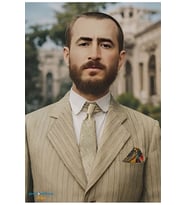Qazi Muhammed - Postera Qazî Muhammed - Qazî Muhammed Posteri (ÇERÇEVESİZ) (Siyah-Gri)