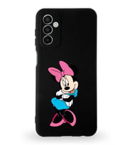 Samsung Galaxy M13 Uyumlu Lansman Kılıf Altı Kapalı İçi Kadife  Minnie Mouse-D Tasarımlı  Kapak (Şeffaf)