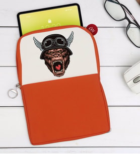 BK Gift Goril Tasarımlı Taşınabilir Koruyucu Tablet Kılıfı & Organizer Çanta - Turuncu-1