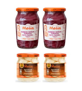Melis Kırmızı Sogan Turşusu 340 gr ve Sarımsak Turşusu 180 gr 4 lu Set