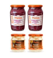 Melis Kırmızı Sogan Turşusu 340 gr ve Sarımsak Turşusu 180 gr 4 lu Set