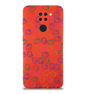 Xiaomi Redmi Note 9 Uyumlu Lansman Kılıf Hello Kitty Tasarımlı İçi Kadife Kapak-Kırmızı (Şeffaf)