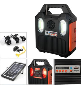 Güneş Enerjili Solar Şarjlı Mp3 Bluetooth radyolu Çadır Kamp Aydınlatma Fener Seti