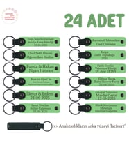 Küçük Gruplardan Aile Büyüklerine Hediye 24'lü Set, Anlamlı İsimli Hatıra Anahtarlık, F Yeşil & Laci (Fıstık Yeşili)