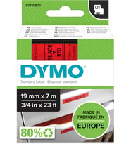 Dymo D1 Yedek Şerit, 19 Mm X 7 Mt, Kırmızı/Siyah (45807)