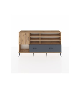 Arges Konsol 8 Raflı 2 Çekmeceli Tek Kapaklı  176x30x99 Çam-Çam/Antrasit