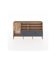 Arges Konsol 8 Raflı 2 Çekmeceli Tek Kapaklı  176x30x99 Çam-Çam/Antrasit