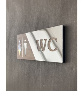 Aynalı Natural Mdf WC Yönlendirme Levhası