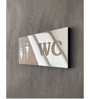 Aynalı Natural Mdf WC Yönlendirme Levhası