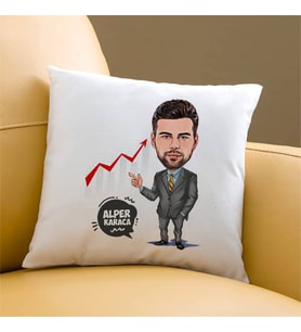 Kişiye Özel Borsacı Erkek Karikatürlü Yastık