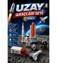 8 Parça Metal Uzay Araçları Seti Die-Cast Astronot Uzay Mekiği ve Roket Oyuncak 3+ Yaş