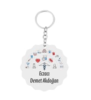 Kişiye Özel İsim Baskılı Eczacı Tasarımlı Ahşap Anahtarlık