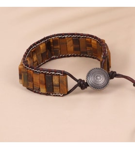 Valkyrie Kaplan Gözü Doğal Taş Bileklik – El Yapımı Ayarlanabilir Vintage Tasarım (Kahverengi)