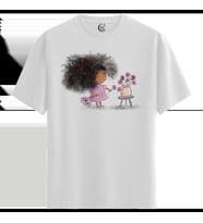 Flower Girl - %100 Pamuklu Kadın Beyaz Tişört - Premium Quality (Siyah - Beyaz)