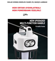 Şarjlı Solar Güneş Enerjili Ortam Aydınlatma ve Fener Özelik Powerbank Şarjlı Kamp, , Bahçe Ev Lamba
