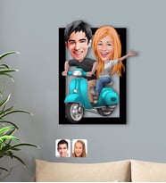 BK Gift Kişiye Özel Sevgililer Karikatürlü 3D Ahşap Tablo-99