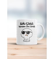 Sütü Çilekli Yavrum Seni Sürekli Kupa Bardak