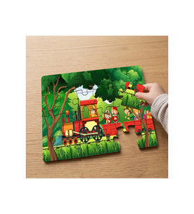 Trenle Yolculuk Yapan Mutlu Çocuklar Tasarımlı 24 Parça Ahşap Çocuk Puzzle MPK0800