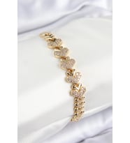 Tegan Pirinç Zirkon Taşlı Kalp Model Gold Renk Kadın Bileklik TG27BB7901
