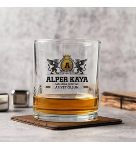 Kanatlı Aslanlar İsme Özel Renkli Viski Kadehi