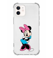 Apple iPhone 12 Uyumlu Köşe Korumalı Antişok  Kapak Minnie Mouse Tasarımlı Şeffaf  Kılıf