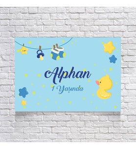 Mavi Bebek Temalı Doğum Günü Afişi 35X50 cm