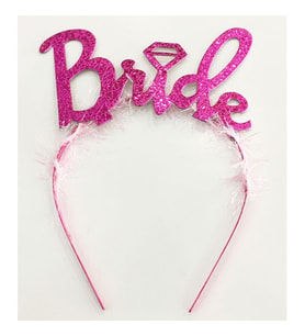 Fuşya Renk Bekarlığa Veda İtalik Yazı Alyanslı Bride Taç